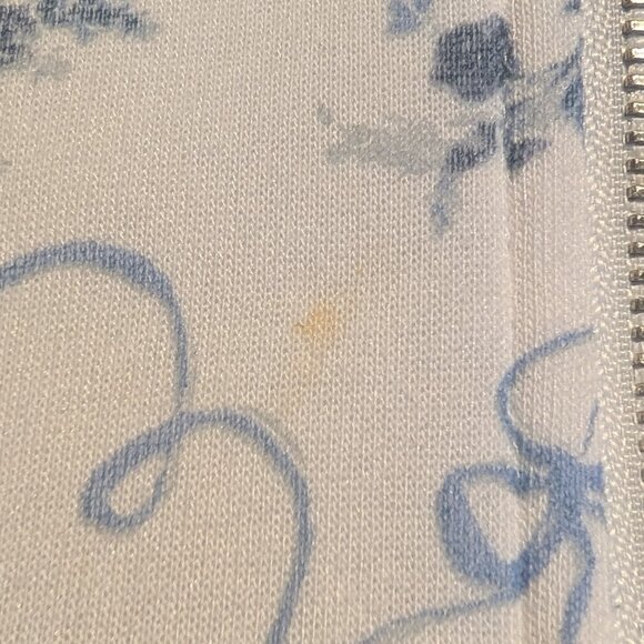 no comment Juniors White Cropped Bows and Bouquets Zip Up Hoodie Jacket L - Picture 7 of 10